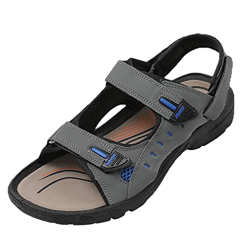 JOMIX Sommer Athletische Sandalen Herren Klettverschluss Anti-Rutsch Wandersandalen Outdoor Strand Reisen Trekking Wander (M08 Grau, 41 EU) von JOMIX