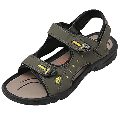 JOMIX Sommer Athletische Sandalen Herren Klettverschluss Anti-Rutsch Wandersandalen Outdoor Strand Reisen Trekking Wander (M08 Grün, 40 EU) von JOMIX