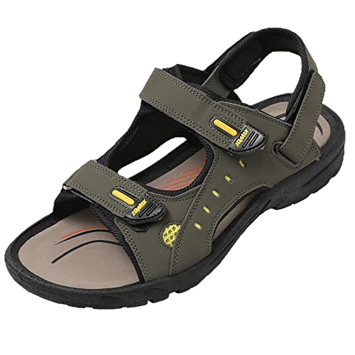 JOMIX Sommer Athletische Sandalen Herren Klettverschluss Anti-Rutsch Wandersandalen Outdoor Strand Reisen Trekking Wander (M08 Grün, 41 EU) von JOMIX