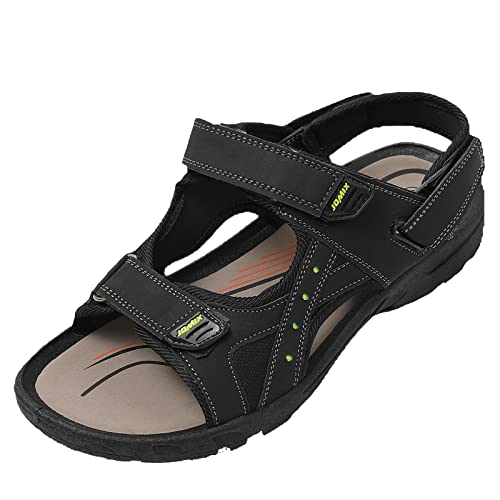 JOMIX Sommer Athletische Sandalen Herren Klettverschluss Anti-Rutsch Wandersandalen Outdoor Strand Reisen Trekking Wander (M09 Schwarz, 42 EU) von JOMIX