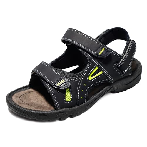 JOMIX Sommer Athletische Sandalen Herren Klettverschluss Anti-Rutsch Wandersandalen Outdoor Strand Reisen Trekking Wander (Schwarz, 46 EU) von JOMIX