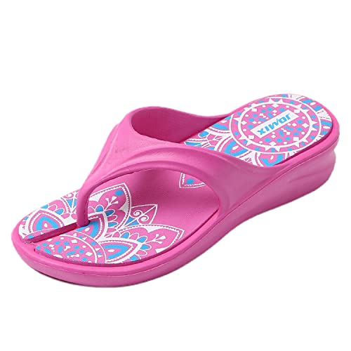 JOMIX Sommer Flip Flops Damen Dicke Sohle Schlappen Böhmen Sandalen Bunte Badelatschen Badeschlappen Meer Pool Strand Schwimmen (Fuchsia Größe Klein 1 Nummer, 36 EU) von JOMIX