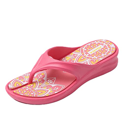 JOMIX Sommer Flip Flops Damen Dicke Sohle Schlappen Böhmen Sandalen Bunte Badelatschen Badeschlappen Meer Pool Strand Schwimmen (Rot Größe Klein 1 Nummer, 38 EU) von JOMIX