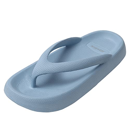 JOMIX Sommer Flip Flops Damen Dicke Sohle Schlappen Weiche Sandalen Einfarbige Badelatschen Badeschlappen Meer Pool Strand Schwimmen (Blau, 40 EU) von JOMIX