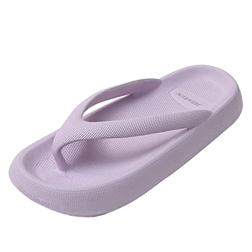 JOMIX Sommer Flip Flops Damen Dicke Sohle Schlappen Weiche Sandalen Einfarbige Badelatschen Badeschlappen Meer Pool Strand Schwimmen (Lila, 38 EU) von JOMIX