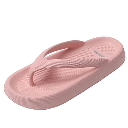 JOMIX Sommer Flip Flops Damen Dicke Sohle Schlappen Weiche Sandalen Einfarbige Badelatschen Badeschlappen Meer Pool Strand Schwimmen (Rosa, 38 EU) von JOMIX