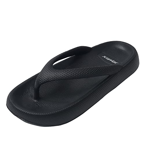 JOMIX Sommer Flip Flops Damen Dicke Sohle Schlappen Weiche Sandalen Einfarbige Badelatschen Badeschlappen Meer Pool Strand Schwimmen (Schwarz, 38 EU) von JOMIX