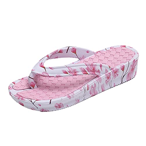 JOMIX Plateau Sandalen Flip Flops Damen 38 Sommer Badelatschen Damen-Zehentrenner Pantoletten Damen mit Absatz (03 Rosa Größe Klein 1 Nummer, 38EU, SD5400) von JOMIX