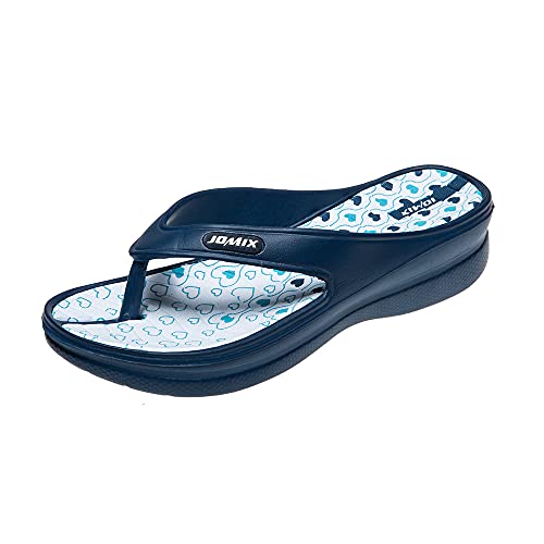 JOMIX Sandalen Flip Flops Strand Flach T-Strap Zehentrenner Bequeme für Damen Badelatschen Hausschuhe Sommer (01 Marine Größe Klein 1 Nummer, 40EU, SD2220) von JOMIX