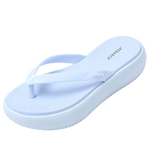 JOMIX Badeschuhe Sommer Sandalen Flach Flip Flops Damen für Strand Elegant Damen-Zehentrenner Hausschuhe Badelatschen (Blau, 36 EU, SD8287) von JOMIX