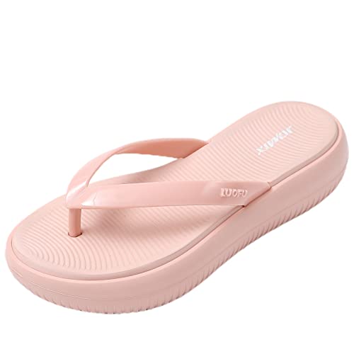 JOMIX Plateau Sandalen Flip Flops Damen 38 Sommer Badelatschen Damen-Zehentrenner Pantoletten Damen mit Absatz (Rosa, 38 EU, SD8287) von JOMIX