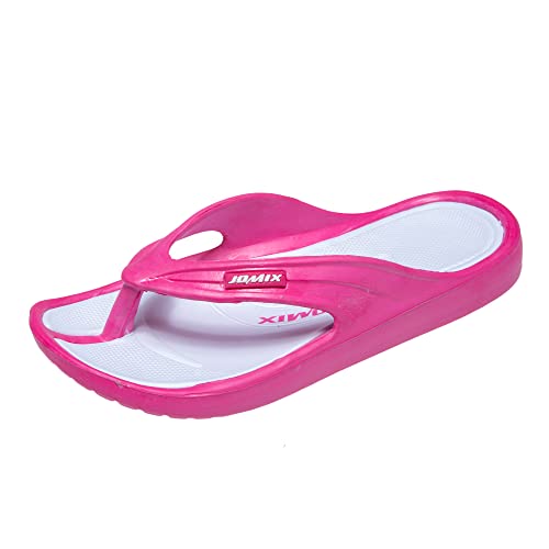 JOMIX Sommer Flip Flops Kinder Jungen Mädchen Schlappen Weiche Sandalen Bunte Badelatschen Badeschlappen Schwimmbad Meer Strand (Fuchsia Weiß, 30 EU) von JOMIX