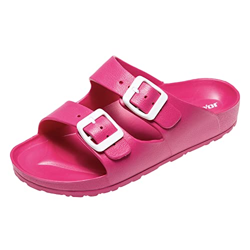 JOMIX Sommer Pantoletten Damen Schnalle Sandalen Bequeme Badelatschen Badeschlappen Meer Pool Strand Schwimmen Indoor Outdoor (Fuchsia, 37 EU) von JOMIX