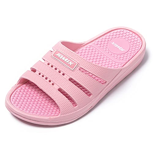 JOMIX Pantoletten Damen Leichte Sandalen Sommer Pantoffeln Muterstag Hausschuhe Freizeit Badeschuhe (Rosa, 41 EU, SD8069) von JOMIX