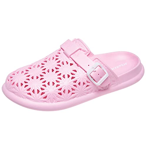 JOMIX Sommer Schlappen Damen Badelatschen Lochmuster Clogs Damen Verstellbare Schnalle Einfarbige Badeschlappen Meer Pool Strand Schwimmen (Rosa Größe Klein 1 Nummer, 38 EU) von JOMIX