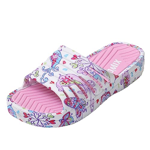 JOMIX Sommer Schlappen Damen Leichte Sandalen Massage Fußbett Bunte Badelatschen Badeschlappen Meer Pool Strand Schwimmen Indoor Outdoor (03 Rosa, 41 EU) von JOMIX