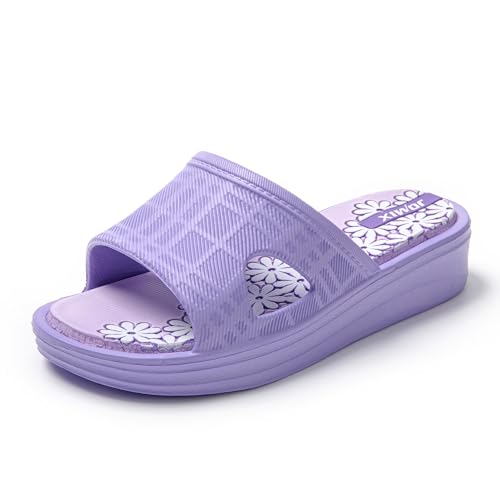 JOMIX Sommer Schlappen Damen Rutschfeste Sandalen Leichte Bunte Badelatschen Badeschlappen Meer Pool Strand Schwimmen Indoor Outdoor (Violett, 39 EU) von JOMIX