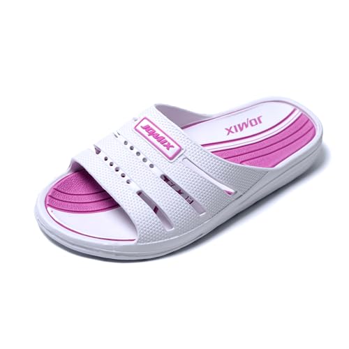 JOMIX Damen Pantoletten Flach Rutschfest Sommer Damen Badepantolette Badeschuhe Badeschlappen Badelatschen Strandschuhe (Weiß, 36 EU, SD8060) von JOMIX