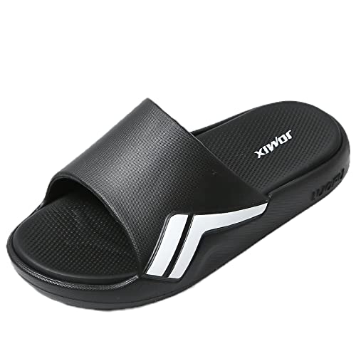 JOMIX Sommer Schlappen Damen Sandalen Sportliche Badelatschen Badeschlappen Weiche Fußbett Meer Pool Strand Schwimmen Indoor Outdoor (Schwarz, 37 EU) von JOMIX