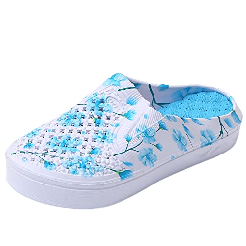 JOMIX Bunte Pantoletten Damen Plateau Atmungsaktive Clogs Lustige Sandale Schlappen Frauen Slipper (Blau, 36 EU, SD8251) von JOMIX
