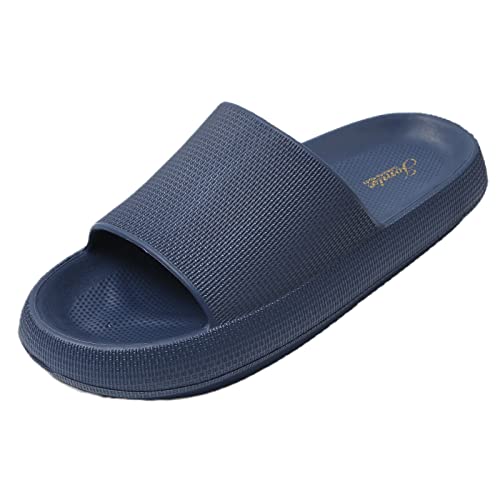 JOMIX Sommer Schlappen Herren Dicke Sohle Sandalen Einfarbige Slides Bequeme Badelatschen Badeschlappen Meer Pool Strand Schwimmen Indoor Outdoor (Marine, 43 EU) von JOMIX