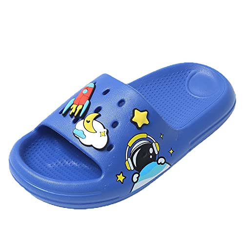 JOMIX Sommer Schlappen Kinder Jungen Mädchen Karikaturen Patch Sandalen Bunte Badelatschen Badeschlappen Schwimmbad Meer Strand (Marine, 30/31 EU) von JOMIX