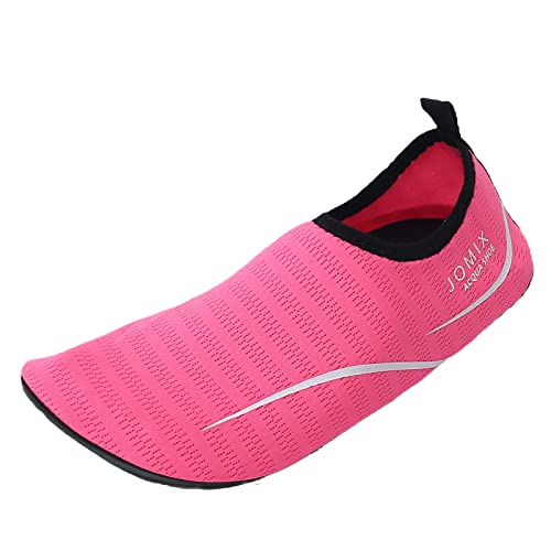 JOMIX Sommer Wasserschuhe Damen Strandschuhe Aquaschuhe Schnelltrocknende Einfarbige Streifen Barfuß Wassersport Badeschuhe für Strand Pool Schwimmen Surfen (03 Fuchsia, 38 EU) von JOMIX