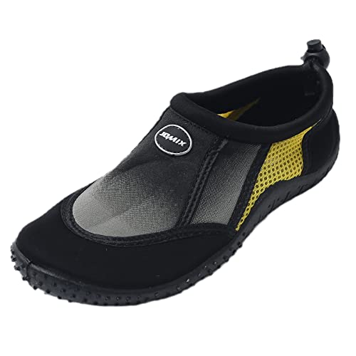 JOMIX Sommer Wasserschuhe Kinder Strandschuhe Jungen und Mädchen Schnelltrocknende Barfuß Wassersport Schuhe für Strand Pool Schwimmen Surfen (01 Grau Gelb, 33 EU) von JOMIX