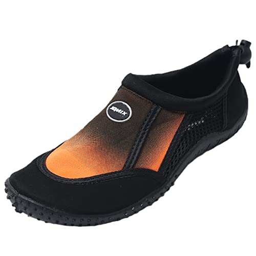 JOMIX Sommer Wasserschuhe Kinder Strandschuhe Jungen und Mädchen Schnelltrocknende Barfuß Wassersport Schuhe für Strand Pool Schwimmen Surfen (01 Schwarz Orange, 30 EU) von JOMIX