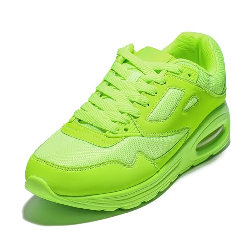 JOMIX Sportschuhe Sneaker Herren Laufschuhe Straßenlaufschuhe Turnschuhe Atmungsaktiv mit Luftkissen Outdoor Fitness Gym (Leuchtend Grün, 41 EU) von JOMIX