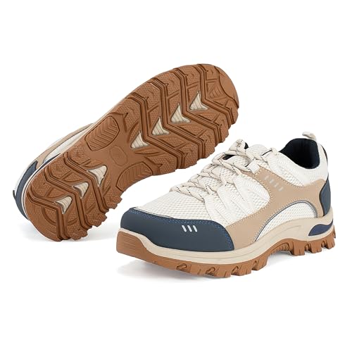JOMIX Trekkingschuhe Herren Leichte Hiking Schuhe Wandern Trekking Bergsteigen Atmungsaktiv rutschfest Komfortabel Robuste Wanderschuhe Sneakers für Reisen Camping und Alltag MOS250648 Beige 42 von JOMIX