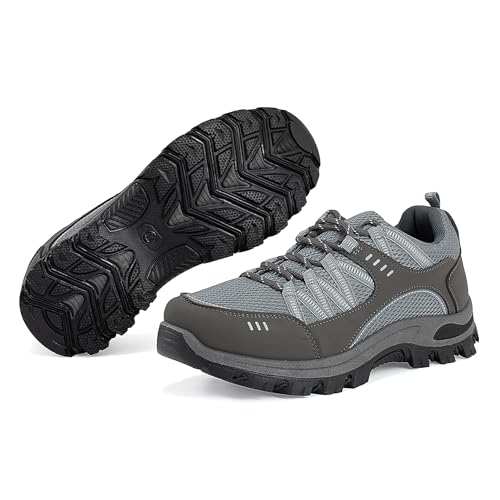 JOMIX Trekkingschuhe Herren Leichte Hiking Schuhe Wandern Trekking Bergsteigen Atmungsaktiv rutschfest Komfortabel Robuste Wanderschuhe Sneakers für Reisen Camping und Alltag MOS250648 Gris 42 von JOMIX
