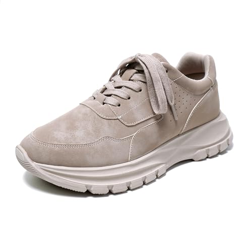 JOMIX Turnschuhe Damen Laufschuhe Leichte Freizeitschuhe Sneaker Tennis Schuhe Freizeit Boardschuhe Boardschuhe (Beige, 40 EU, SD2401) von JOMIX