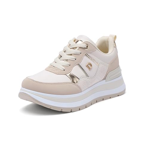 JOMIX Turnschuhe Damen Leicht Sportschuhe Sneaker rutschfeste Laufschuhe Trainers Fitness Gym Straßen Outdoor (Beige, 38EU, WSC250048) von JOMIX