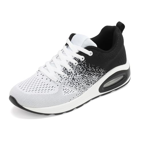 JOMIX Turnschuhe Herren Leichte Atmungsaktive Sneaker Mit Dämpfung Bequem und rutschfest Fitness- Wander- und Laufschuhe MOS250043- (Weiß Schwarz,42) von JOMIX