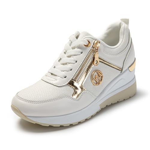 JOMIX Turnschuhe Sportschuhe Laufschuhe Damen Cupsole Sneaker Sommer Tennisschuhe Fitnessschuhe Joggingschuhe 41(Weiß, 41 EU) von JOMIX