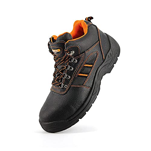 JOMIX Unisex Herren Damen Arbeitsschuhe S1P SRC Hochwertige Sicherheitsschuhe Dauerhafte Stahlkappenschuhe (01 Schwarz Orange, 43 EU) von JOMIX