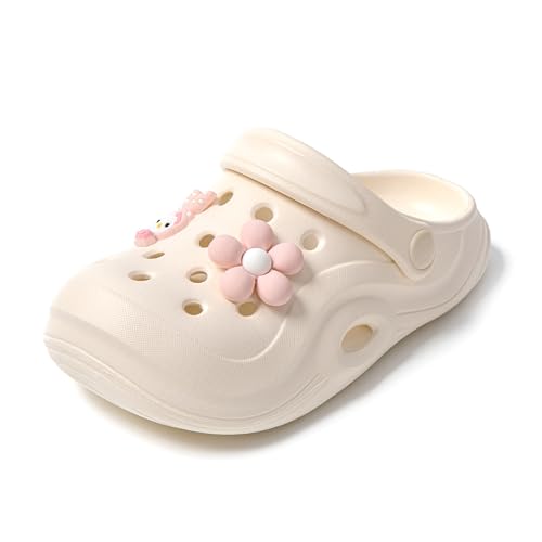 JOMIX Unisex Kinder Classic Clogs - Jungen Mädchen Sommer Süße Hausschuhe Leichte Eva Bunte Sandalen Rutschfeste Atmungsaktive Strand Gartenschuhe SP9044 (Beige, 28-29EU) von JOMIX