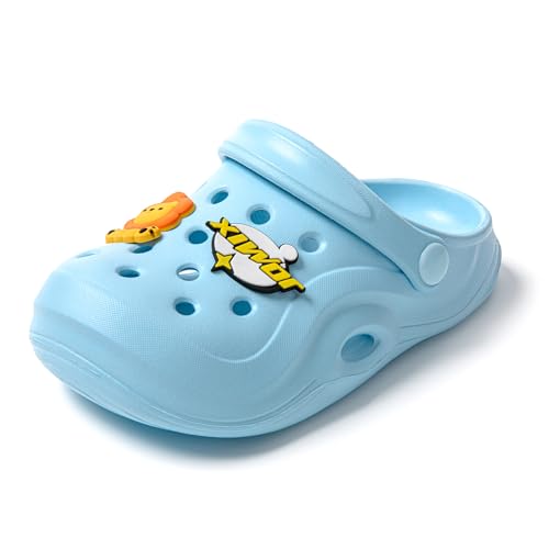 JOMIX Unisex Kinder Classic Clogs - Jungen Mädchen Sommer Süße Hausschuhe Leichte Eva Bunte Sandalen Rutschfeste Atmungsaktive Strand Gartenschuhe SP9044 (Blau, 24-25EU) von JOMIX