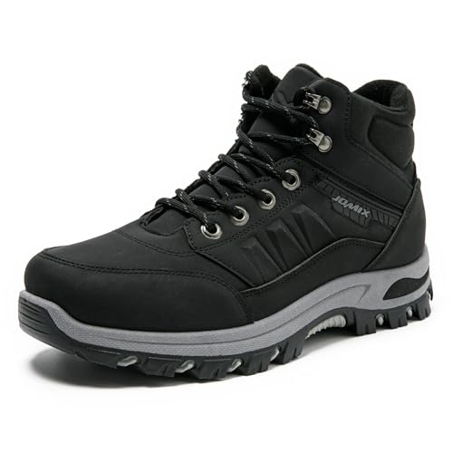 JOMIX Wanderschuhe Herren Trekking Schuhe Outdoor Stiefel Wasserdicht rutschfest Knöchelhoch Trekkingschuhe Hiking Boots für Wandern Bergsteigen Camping und Alltag MWB255037 Schwarz 43 von JOMIX