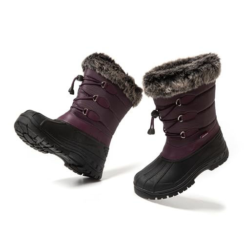 JOMIX Wanderschuhe Outdoor Schneestiefel 39 Winterstiefel Damen Gefüttert und Wasserdicht Biker Boots Wasserdicht Winterstiefel (Lila 39 EU, MD1005) von JOMIX