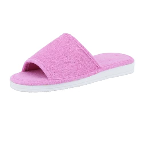 JOMIX Warme Hausschuhe Damen Plüsch Pantoffeln Bequeme Slippers Offen Rutschfeste Puschen Indoor (Rosa 39 EU, ES2503) von JOMIX