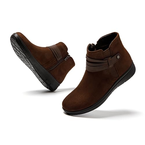 JOMIX Warme Schuhe Damen Boots Outdoor Winterschuhe Wasserdicht Rutschfest Arbeiten Schneestiefel (Braun 41 EU, MD1083) von JOMIX