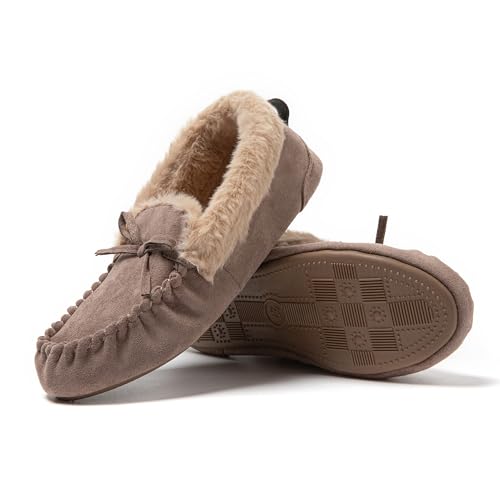 JOMIX Winter Halbschuhe Pantoletten Kuschelige Hausschuhe Damen Hausschuhe Gäste Slippers Kuschelhausschuhe Mädchen Mokassins Hüttenschuhe (Kahki, 37 EU, MD1037) von JOMIX