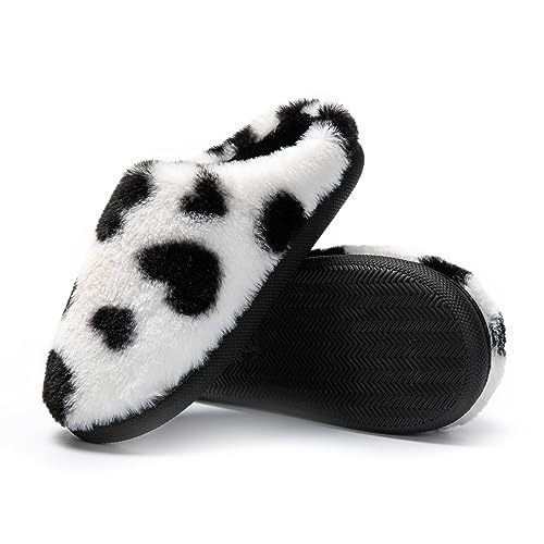 JOMIX Winter Hausschuhe Damen Herzen Plüsch Pantoffeln Warme Schöne Puschen Slippers Indoor (Weiß, 38 EU) von JOMIX