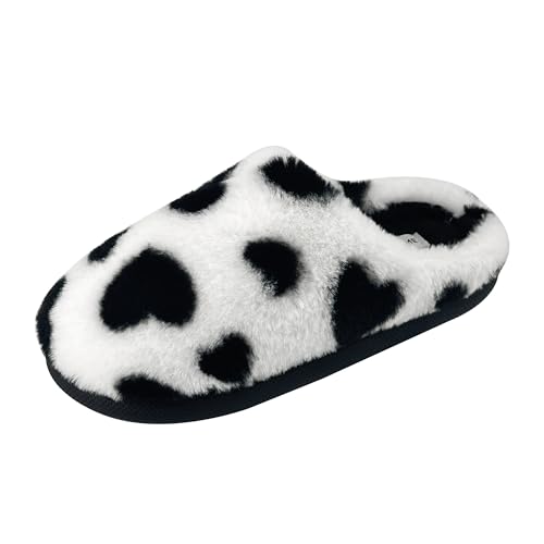 JOMIX Lammfell Damen-Hausschuhe Warme Plüsch Gefüttert Pantoffeln Bequeme Slippers Rutschfeste Puschen Indoor (Weiß 41 EU, X020) von JOMIX