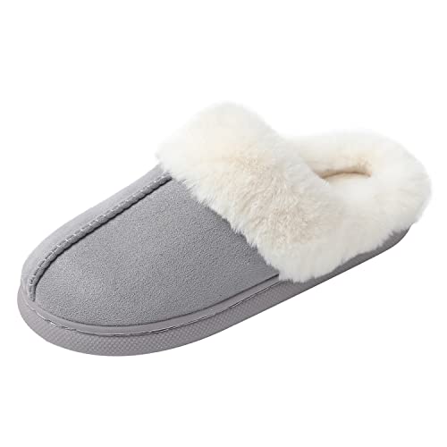 JOMIX Hausschuhe Gäste Set Hausschuhe Damen Plüsch Warme Plüsch Gefüttert Pantoffeln Bequeme Slippers Rutschfeste Puschen Indoor (Dunkelgrau 39 EU) von JOMIX