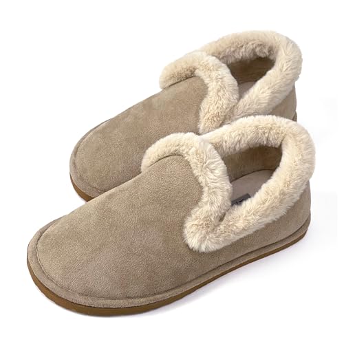 JOMIX Winter Hausschuhe Damen Plüsch Gefütterte Pantoffeln Ultra Warme Hüttenschuhe Bequeme Puschen Indoor (Beige, 41 EU) von JOMIX