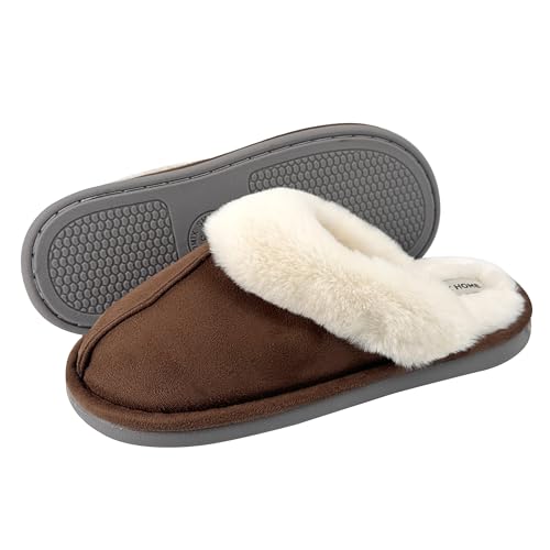 JOMIX Damen Plüsch Hausschuhe Winter Warme Gefüttert Pantoffeln Hausschuhe Lustig Slippers Women Damen-Hausschuhe (Dunkelbraun 36 EU) von JOMIX