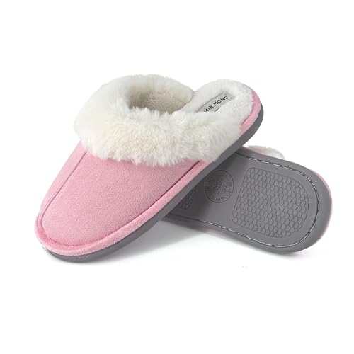 JOMIX Pantoffeln Unisex Winter Warme Plüsch Gefüttert Slippers Bequeme Plüsch Hausschuhe Plateau Damen (Rosa 37 EU) von JOMIX